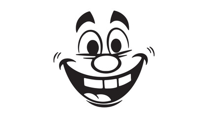 Joyful cartoon face with a cheerful grin, perfect for expressing happiness and lighthearted fun, ideal for designs needing a touch of playful charm