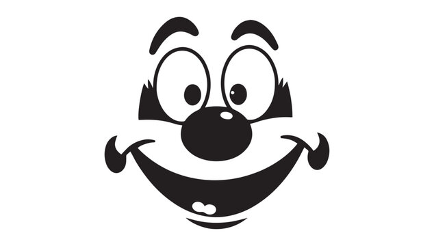 Whimsical cartoon character face evokes laughter and joy, perfect for playful designs and cheerful illustrations, a simple and fun design element