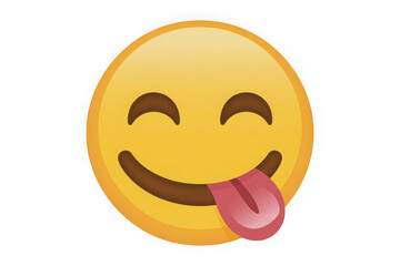 Fototapeta premium Joyful yellow emoji with tongue out showing playful fun and happiness