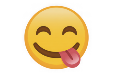 Joyful yellow emoji with tongue out showing playful fun and happiness