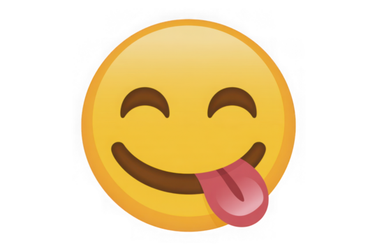 Joyful yellow emoji with tongue out showing playful fun and happiness