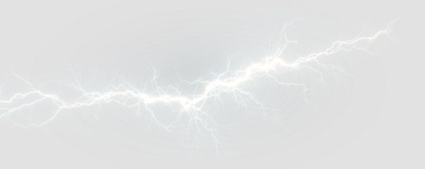 Blue lightning strikes in a dramatic storm, creating a powerful flash of electricity. The bolt radiates intense light and energy, highlighting danger in the sky. Perfect PNG for thunder effects.