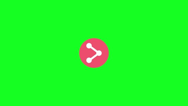 animation pop up share icon with exploding little icon share particle 4k in transparent background , alpha channel.