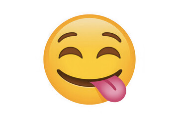 Fototapeta premium Joyful yellow emoji sticking out tongue expressing fun and happiness online communications