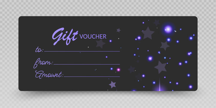 Elegant Gift Certificate and Card. luxury gift vouchers. Cosmic Sparkle and Galactic Glow special light effect 