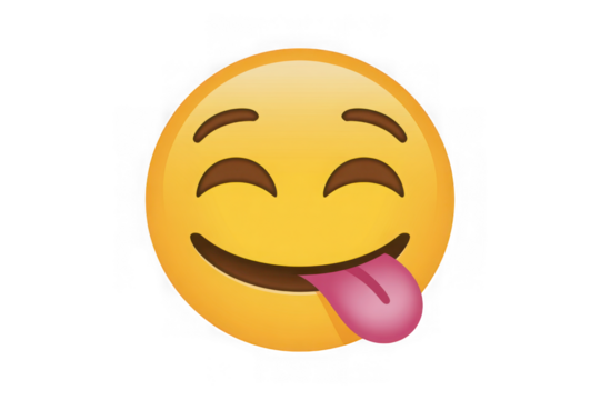 Joyful yellow emoji sticking out tongue expressing fun and happiness online communications