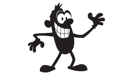 Expressive cartoon character silhouette waving hello with a big smile, perfect for fun designs and playful projects that need a touch of whimsy and charm