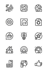 Collection of hand drawn abstract icons representing business concepts and ideas