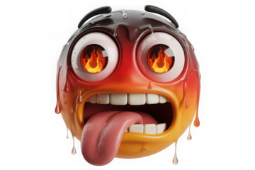 Hyperrealistic 3d rendering of a german flag emoji experiencing intense heat