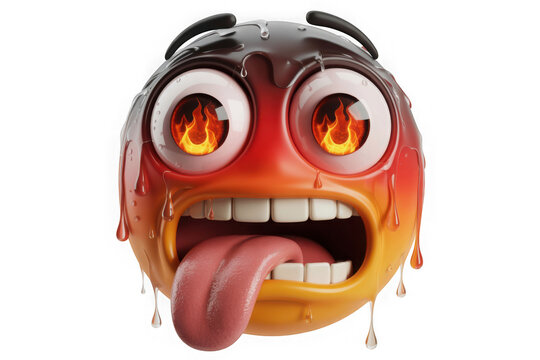 Hyperrealistic 3d rendering of a german flag emoji experiencing intense heat