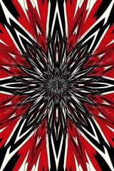 Abstract red black and white starburst pattern with sharp edges