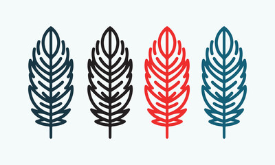 Vector illustration of a set of feathers.
