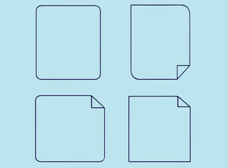Four blank document icons with rounded corners on a light blue background, representing templates or placeholders.