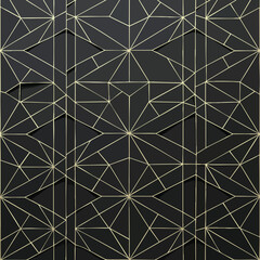 Obraz premium Dark Geometric Gold Line Repeating Pattern Wallpaper.