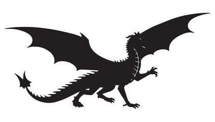 Fototapeta premium Majestic dragon silhouette soaring with impressive wings, perfect for fantasy designs, gaming concepts, and powerful emblem creations for your projects