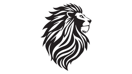 Majestic lion emblem prowling forward with bold black lines, symbol of strength and courage, ideal for business branding and modern design elements