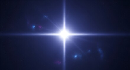 Brilliant Light Source Against Dark Blue Background with Sparkling Star Effect