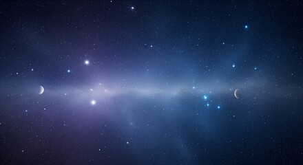 Mystical cosmic view of a starry sky with moons and celestial wonders