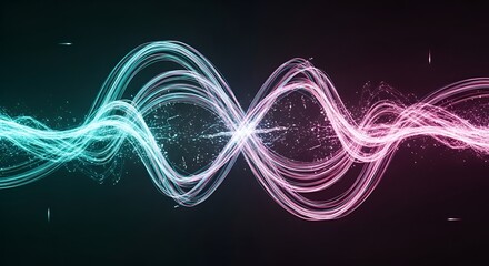 Abstract light waves in a dynamic digital display with vibrant color gradients