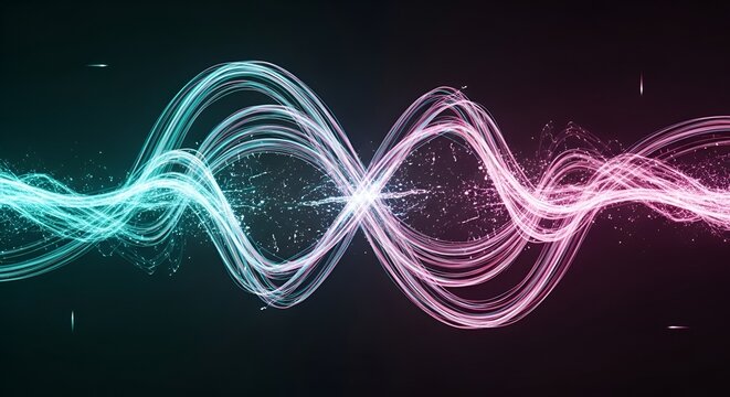 Abstract light waves in a dynamic digital display with vibrant color gradients - Powered by Adobe