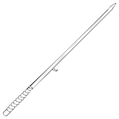Obraz premium Ink drawing of a polearm weapon, spear or staff for fantasy or concept art