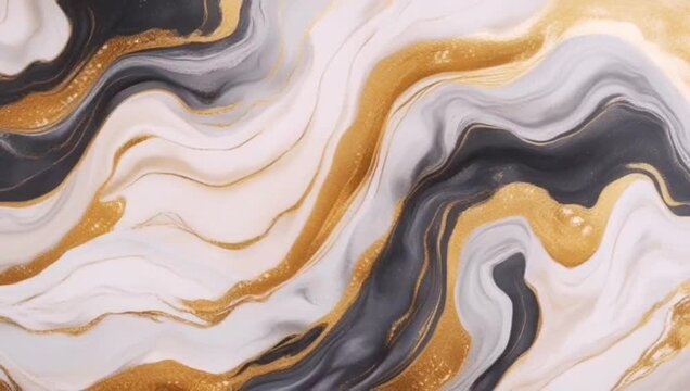 An elegant and luxurious abstract marble pattern featuring dynamic swirls of neutral colors and metallic accents.