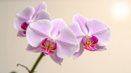 Beautiful pink orchids with delicate petals and vibrant colors create serene atmosphere, perfect for home decor or floral arrangements