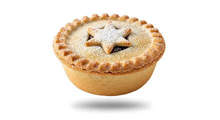 Traditional festive Christmas mince pie with a star decoration.