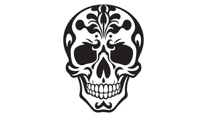 Intricate sugar skull design evokes Day of the Dead celebrations, perfect for Halloween, Dia de los Muertos events, and symbolic art projects.