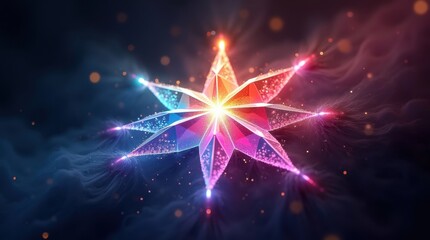 Vibrant glowing starburst with colorful light and bokeh effects