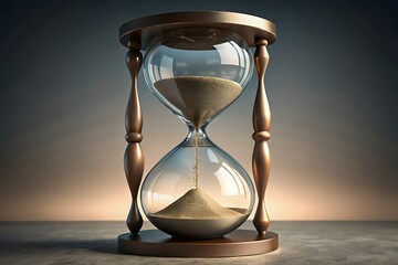 Antique hourglass with miniature mountain landscape inside