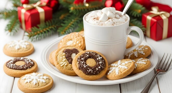 Christmas cookies and hot chocolate holiday season treats