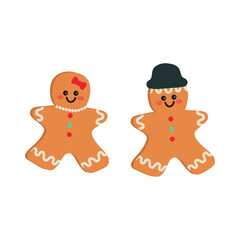 Kawaii Gingerbread Man Christmas Character Vector Illustration
