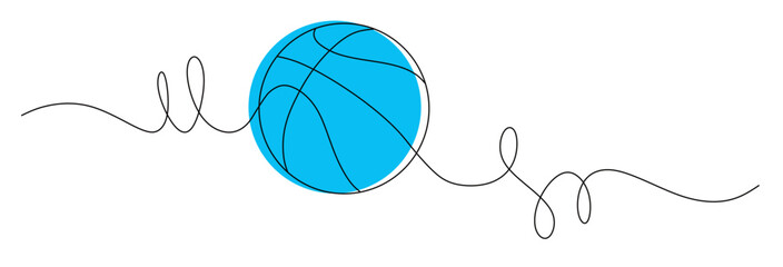Continuous line art of a volleyball. The concept of the most popular sport. This image is for a volleyball match banner or a sports shop. Vector illustration with attractive colors. © mamat