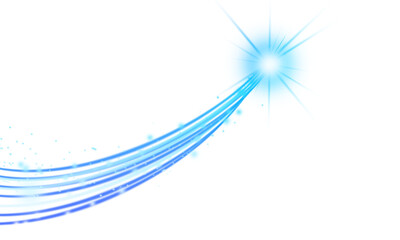 Abstract blue light streak with glowing energy trails with particles