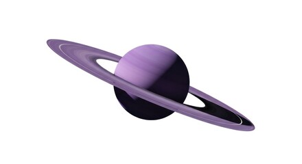 Purple planet with rings against a white background.