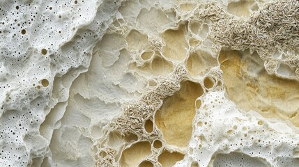 Natural organic pulp texture background with fibrous material structure cream white recycled paper surface for sustainable eco conscious design applications