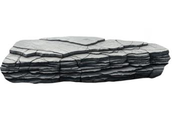 Natural layered slate stone slab isolated in transparent background
