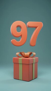 Number 97 with nicely wrapped gift box. Video for birthday or anniversary party