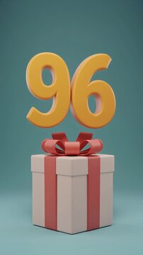 Number 96 with nicely wrapped gift box. Video for birthday or anniversary party