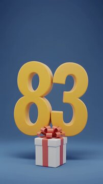 Number 83 with nicely wrapped gift box. Video for birthday or anniversary party
