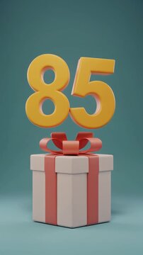 Number 85 with nicely wrapped gift box. Video for birthday or anniversary party