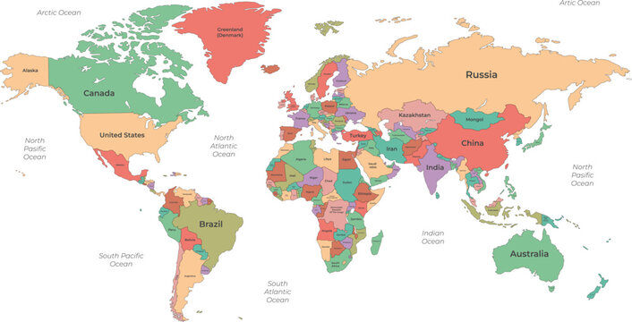 Political World Map with Country Name
