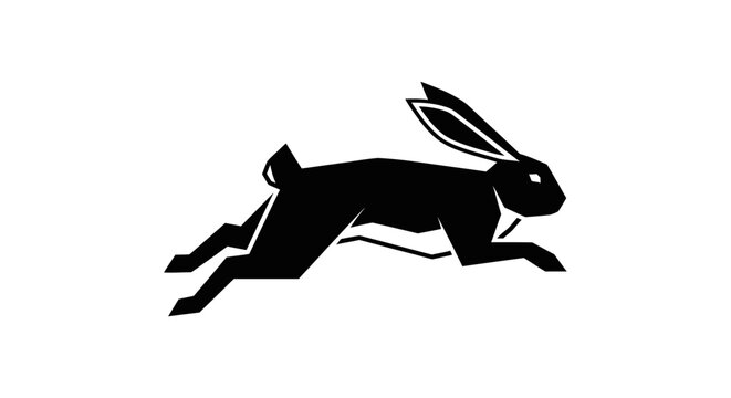 Running hare silhouette with transparent background