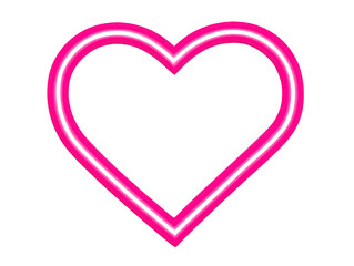 Pink neon heart outline glowing on transparency background, symbolizing love, romance, and affection, perfect for Valentine Day, celebration, or modern digital design