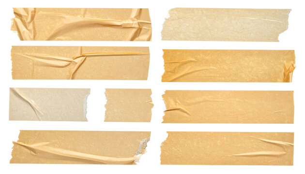 Torn Tape Strips: A collection of used tape strips, each showing unique textures and tears, offers a glimpse into creative projects and repair.
