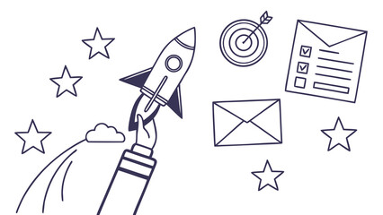 Launch Your Business to the Stars with Innovative Solutions and Achieve Your Targets, Startups and Entrepreneurs, Modern Design, Business Success Concept