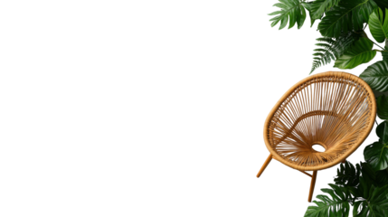 Garden Chair with Leaves on Transparent Background