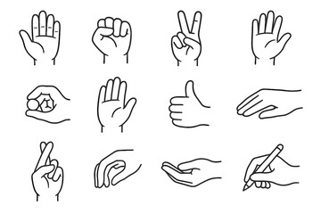Fototapeta premium Pose hand pointing vector up peace icon waving palm fingers grasp finger