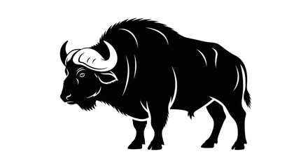 Black bison silhouette with transparent background